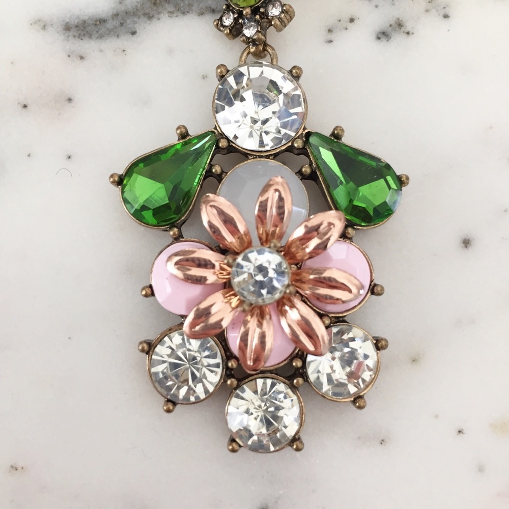 "Marielle" Earrings || Pink/Green Floral Statement - Picture 5 of 7